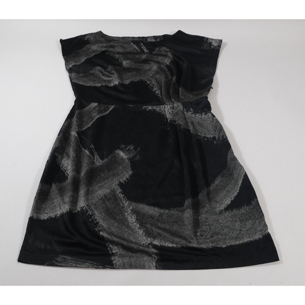 Mossimo Mini Dress Womens 10 Black‎ Gray Abstract Brushstroke Sleeveless A-Line